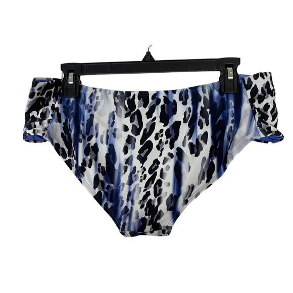 RACHEL Rachel Roy bikini bottom animal print ruched side L - Picture 2 of 3